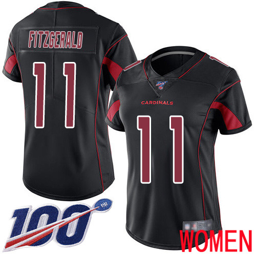 Arizona Cardinals Limited Black Women Larry Fitzgerald Jersey NFL Football #11 100th Season Rush Vapor Untouchable